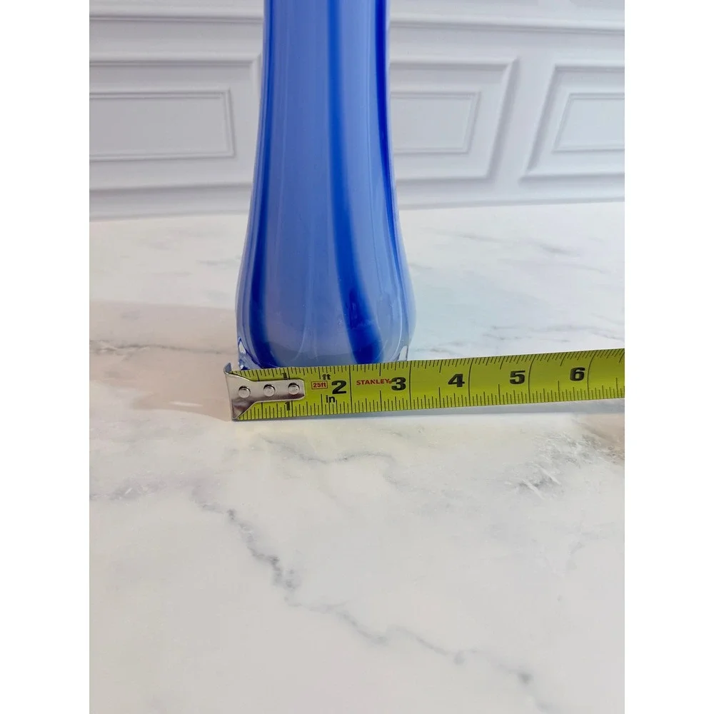 VTG Hand Blown Blue Streaked Murano Style Art‎ Glass 11